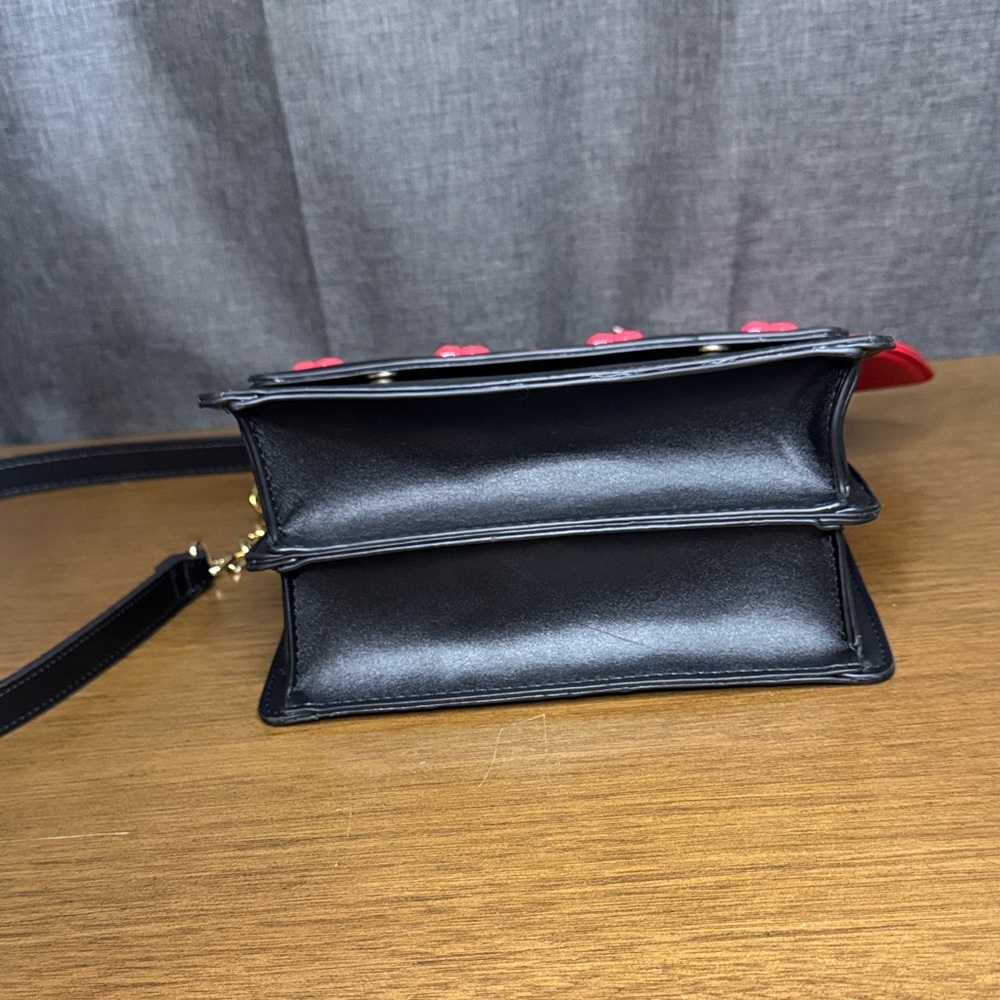 Betsey Johnson Black Crossbody Bag with Red Cherries & Heart Charms - Picture 13 of 17